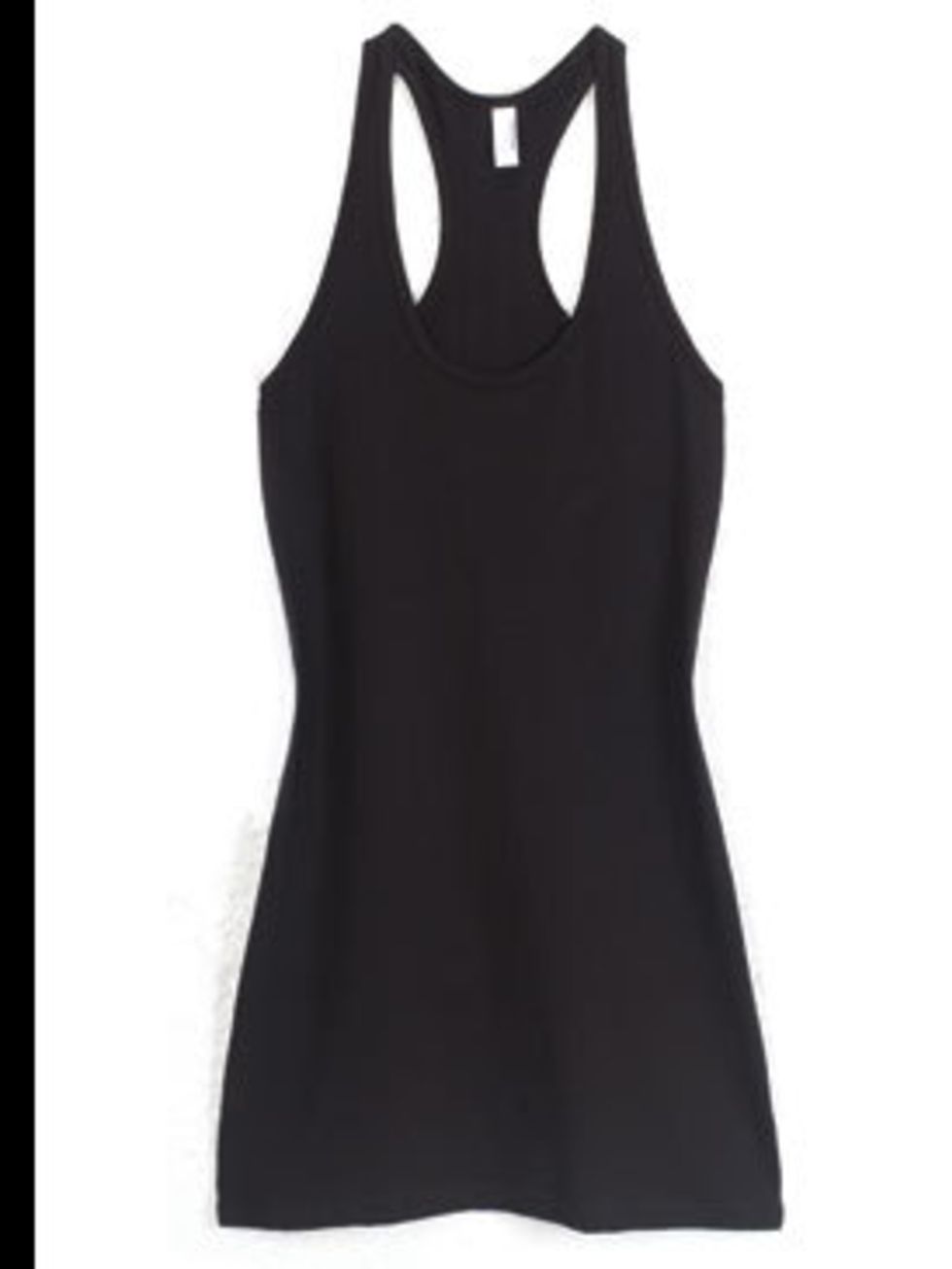 <p>Black racer back t-shirt dress, £20, by <a href="http://store.americanapparel.co.uk/2335.html">American Apparel</a></p>
