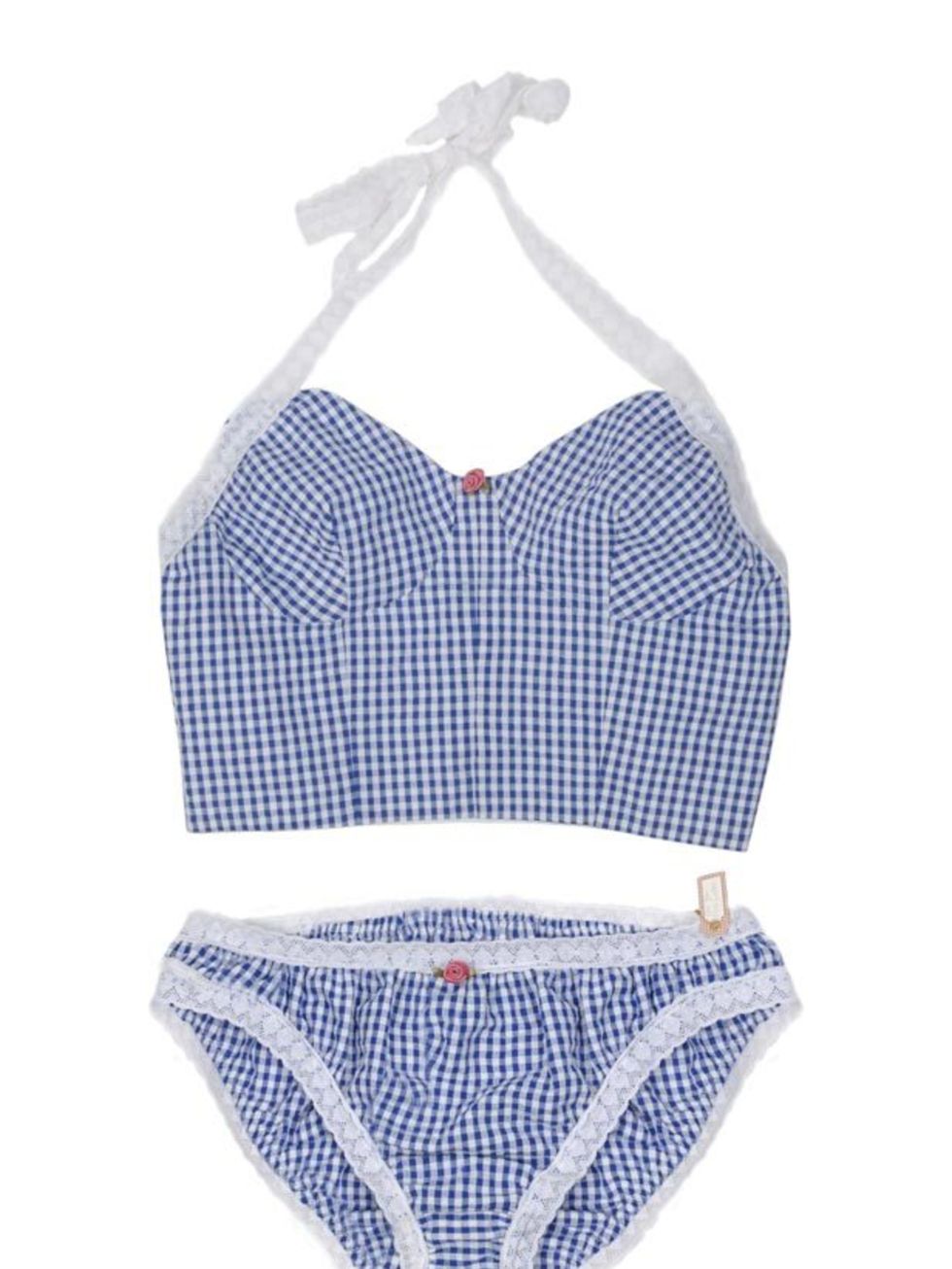 <p>Gingham cami and knicker set, £21, by Miss Crofton at <a href="http://www.pretaportobello.com/shop/underwear/sets/miss-crofton-blue-gingham-cami-and-knicker-set.aspx">Pretaportobello</a> </p>