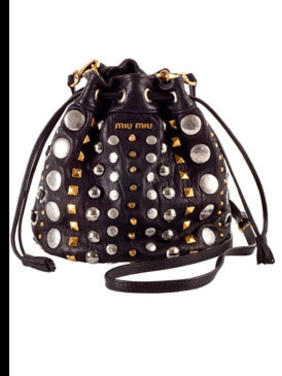 <p>Black studded bag, £400, by <a href="http://www.miumiu.com/">Miu Miu </a></p>