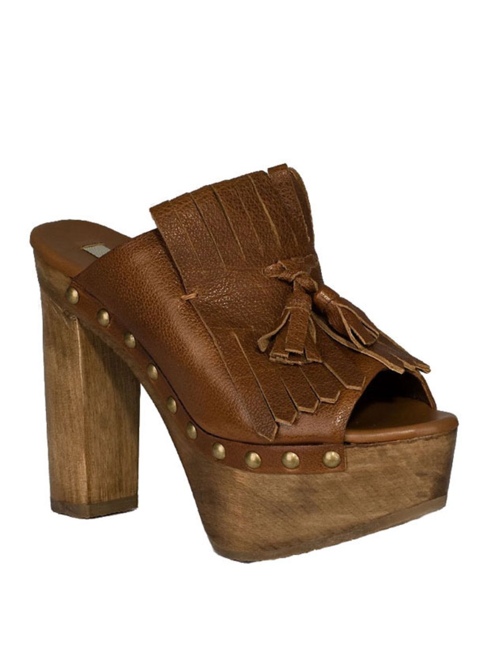 <p>Tassle peep-toe clogs, £99, by Zara (0207 534 9500) </p>