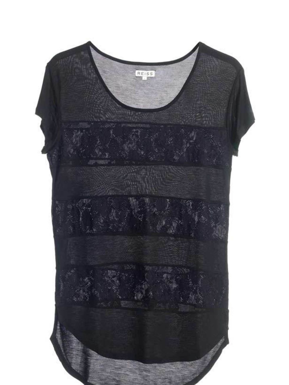 <p><a href="http://www.reissonline.com/shop/womens/tops/luca/black/">Reiss</a> lace insert T-shirt, £69</p>