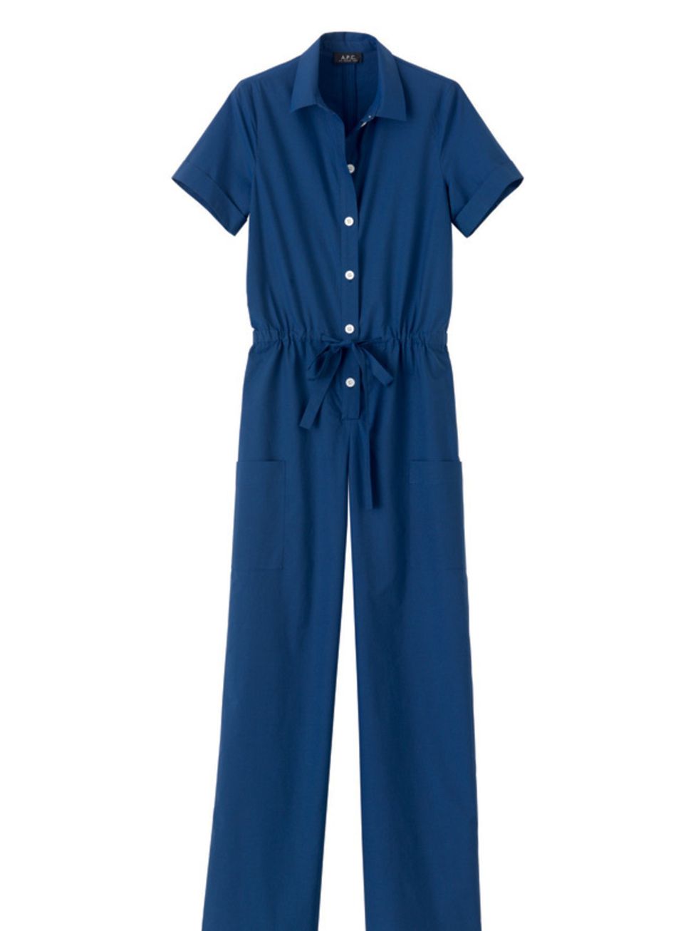 <p>Blue belted jumpsuit, £190, by APC (0207 409 0121)</p>