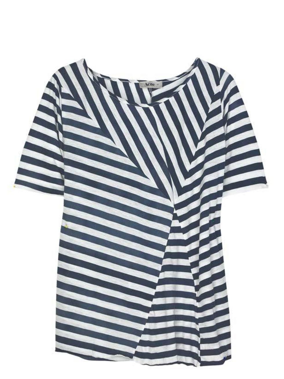 <p>Abstract stripe T-shirt, £75, by Acne at <a href="http://www.net-a-porter.com/product/63032">Net-a-Porter </a></p>