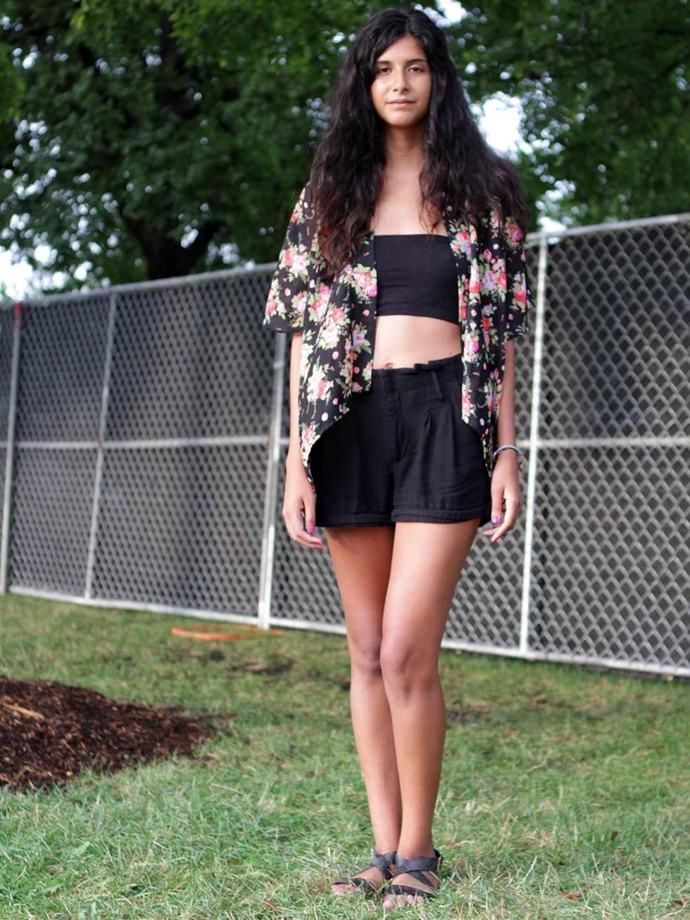 <p>Ariel Delarosa, 23, Student.Vintage top, H&amp;M shorts.</p>