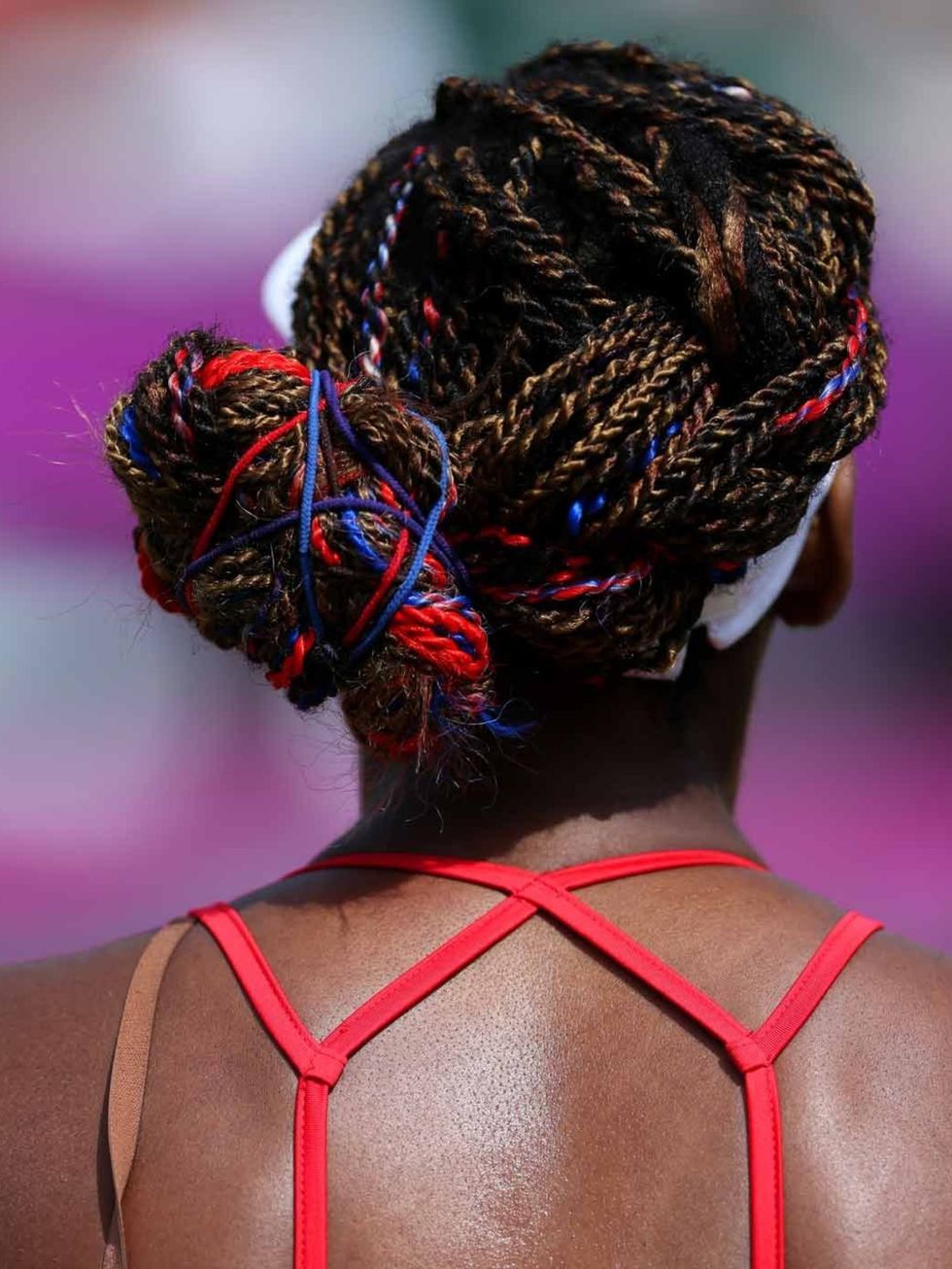 <p>Venus Williams, Tennis player from the USA, with patriotic braids</p>