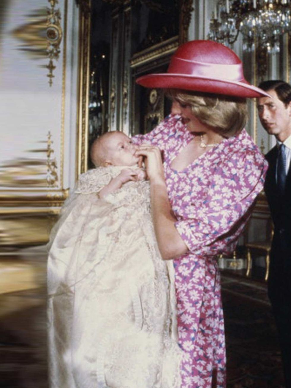 <p>Diana, Princess of Wales (1961-1997) and Prince Charles with Prince William on the day of William's christening, held in the music room of Buckingham Palace August 4 1982.</p><p><em><a href="http://www.elleuk.com/style/occasions/royal-baby-facts">Royal