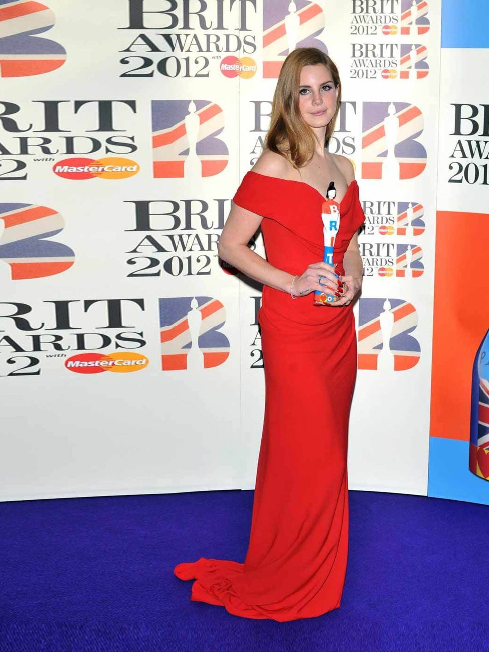 <p>International Breakthrough Act award winner <a href="http://www.elleuk.com/star-style/celebrity-style-files/lana-del-rey">Lana Del Rey</a> at the 2012 Brit Awards</p>