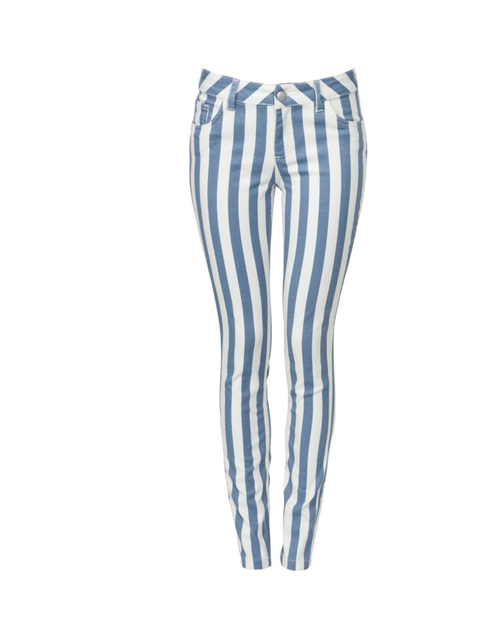 <p><a href="http://www.newlook.com/shop/womens/jeans/32in-blue-candy-stripe-skinny-jeans_271321349">New Look</a> blue striped jeans, £24.99</p>