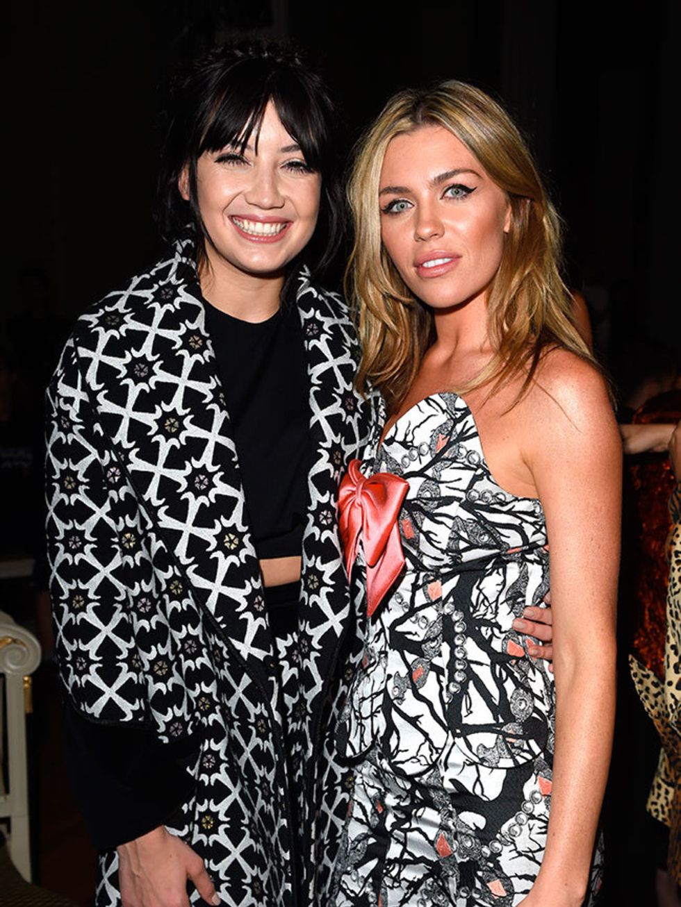 Abigail Clancy and Daisy Lowe attend the Giles s/s 16 show.