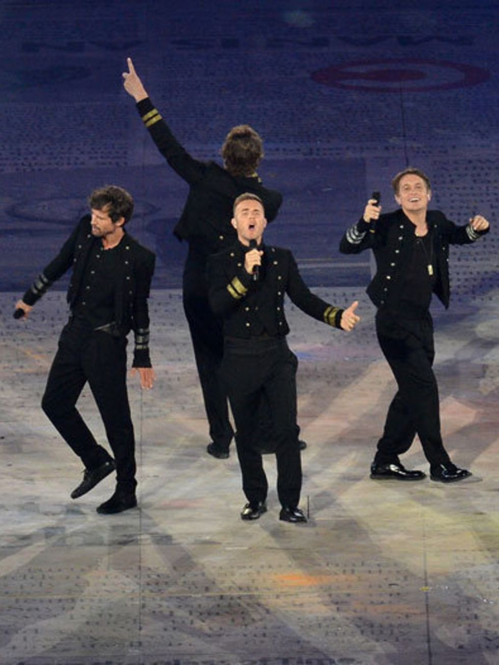 <p>Take That perform Rule The World at the 2012 Olympic Games Closing Ceremony in London.</p>