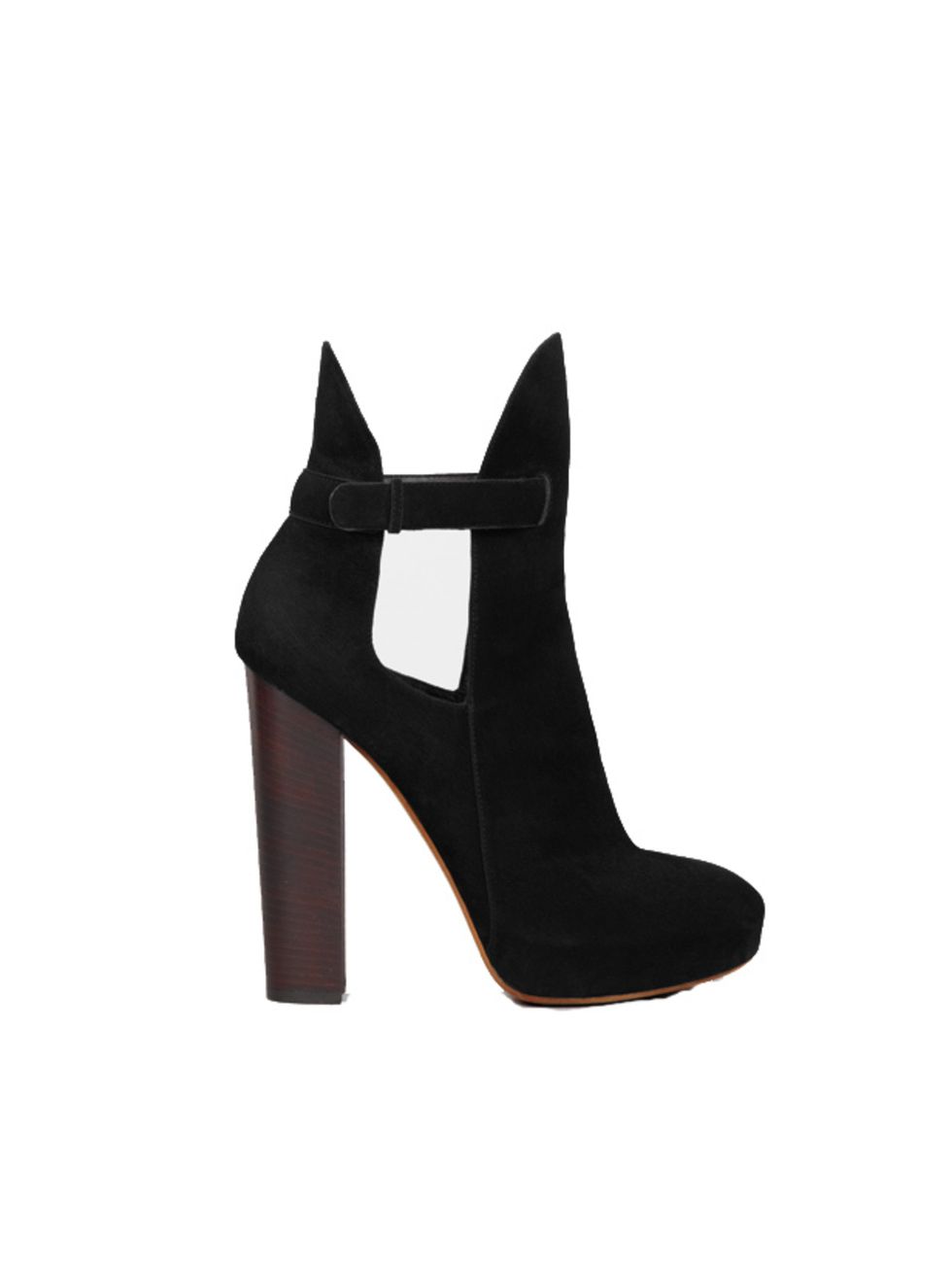 <p>Celine black suede cut-out ankle boot, £638 , for stockists call 0800 123 400</p>