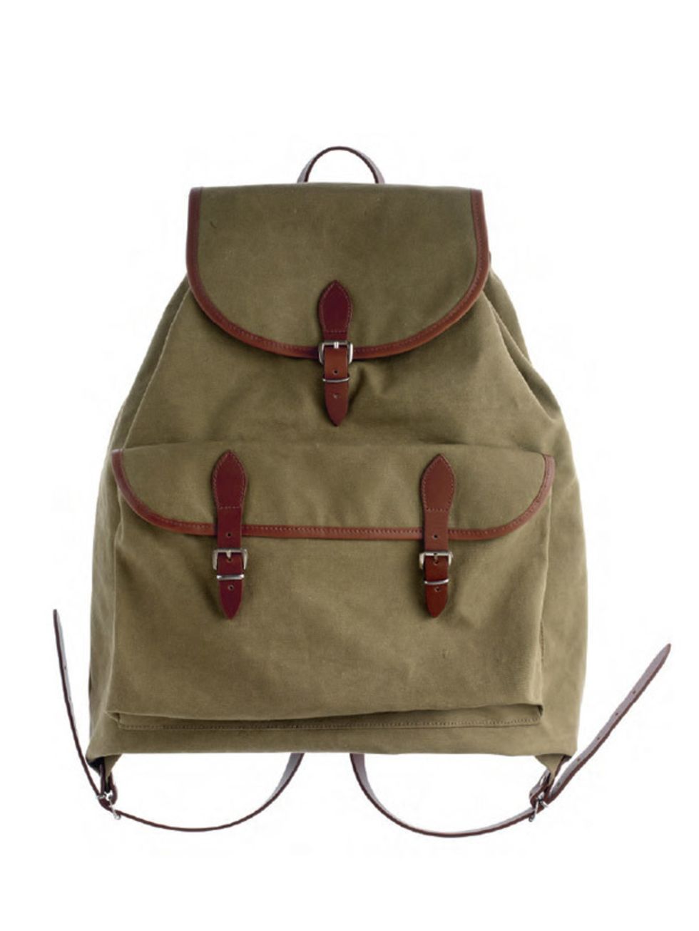 <p>Khaki and brown rucksack, £160, by A.P.C. (0207 409 0121)</p>