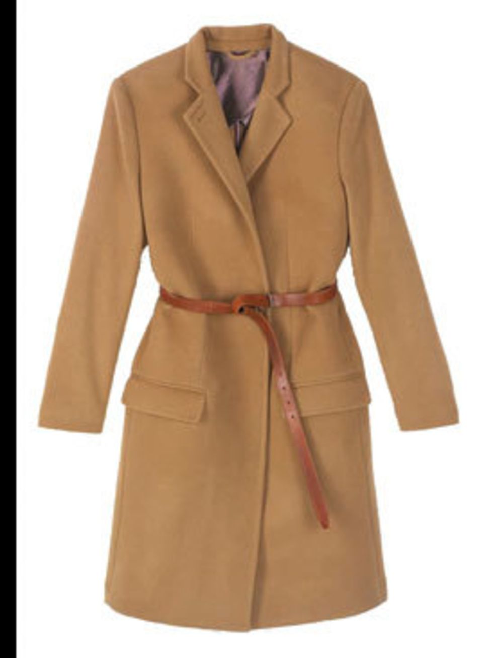 <p>Camel coat with brown leather belt, £310, by <a href="http://www.acnestudios.com/">Acne</a></p>