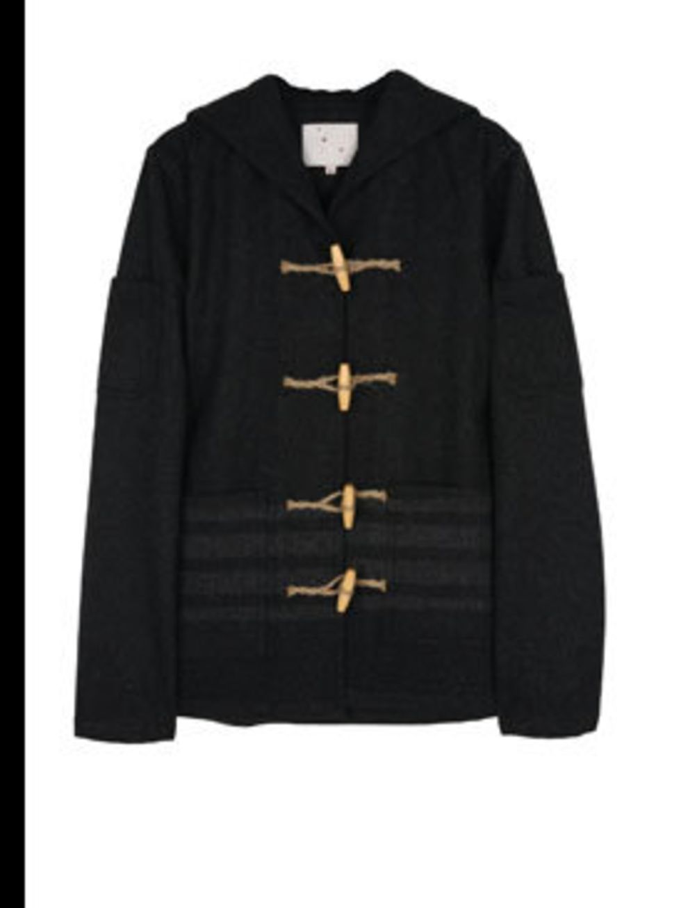 <p>Black duffle jacket, £195, by YMC at<a href="http://www.my-wardrobe.com/ymc/charcoal-duffle-jacket-by-ymc"> My-Wardrobe</a></p>