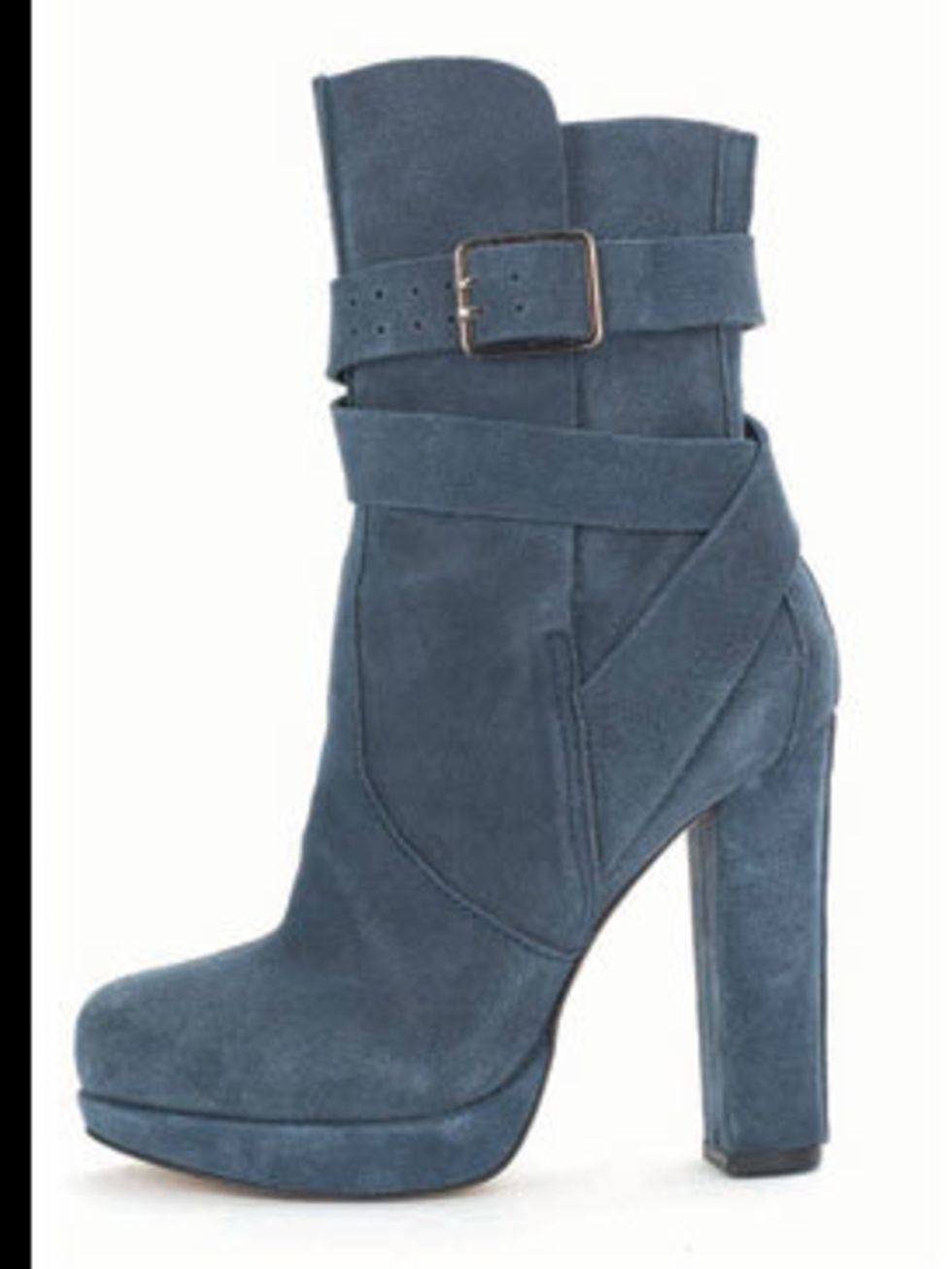 <p>Blue suede boots, £98, by Gap (0800 427789)</p>