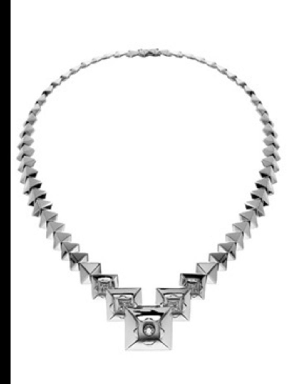 <p>Necklace, £9,160.00 by Sho at <a href="http://www.kabiri.co.uk/jewellery/necklaces/graduated_origami_necklace">Kabiri</a></p>