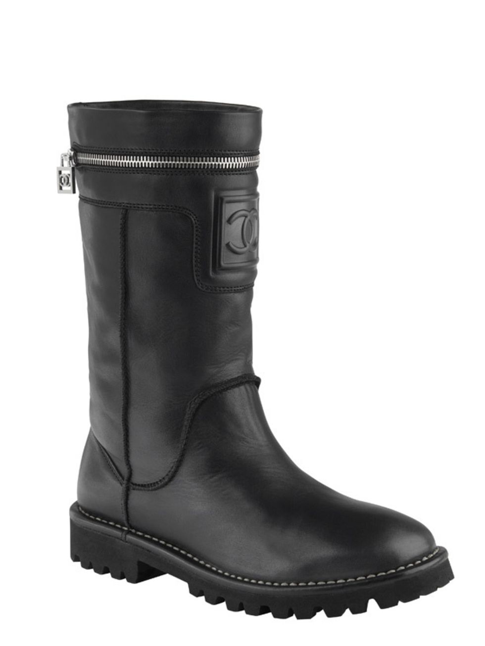 <p>Leather biker boots, £630, by Chanel (0207 493 5040)</p>