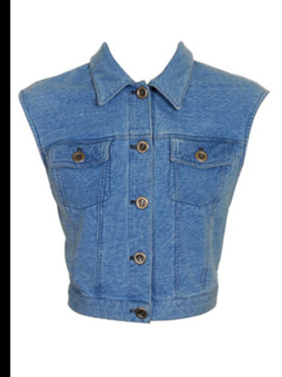<p>Denim waistcoat, £225, by Opening Ceremony at <a href="http://www.brownsfashion.com/product/99340.htm">Browns</a></p>