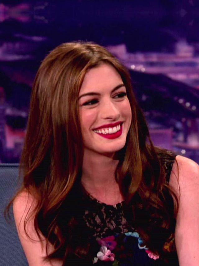 <p>Anne Hathaway on the Conan O'Brien show</p>