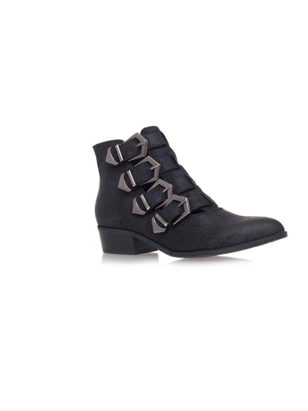<p>Toughen up printed skirts and dresses with this season's take on the ankle boot - the buckled biker.</p><p><a href="http://www.kurtgeiger.com/women/buster-black-synthetic-41-miss-kg-shoe.html">Miss KG</a> boots, £75</p>