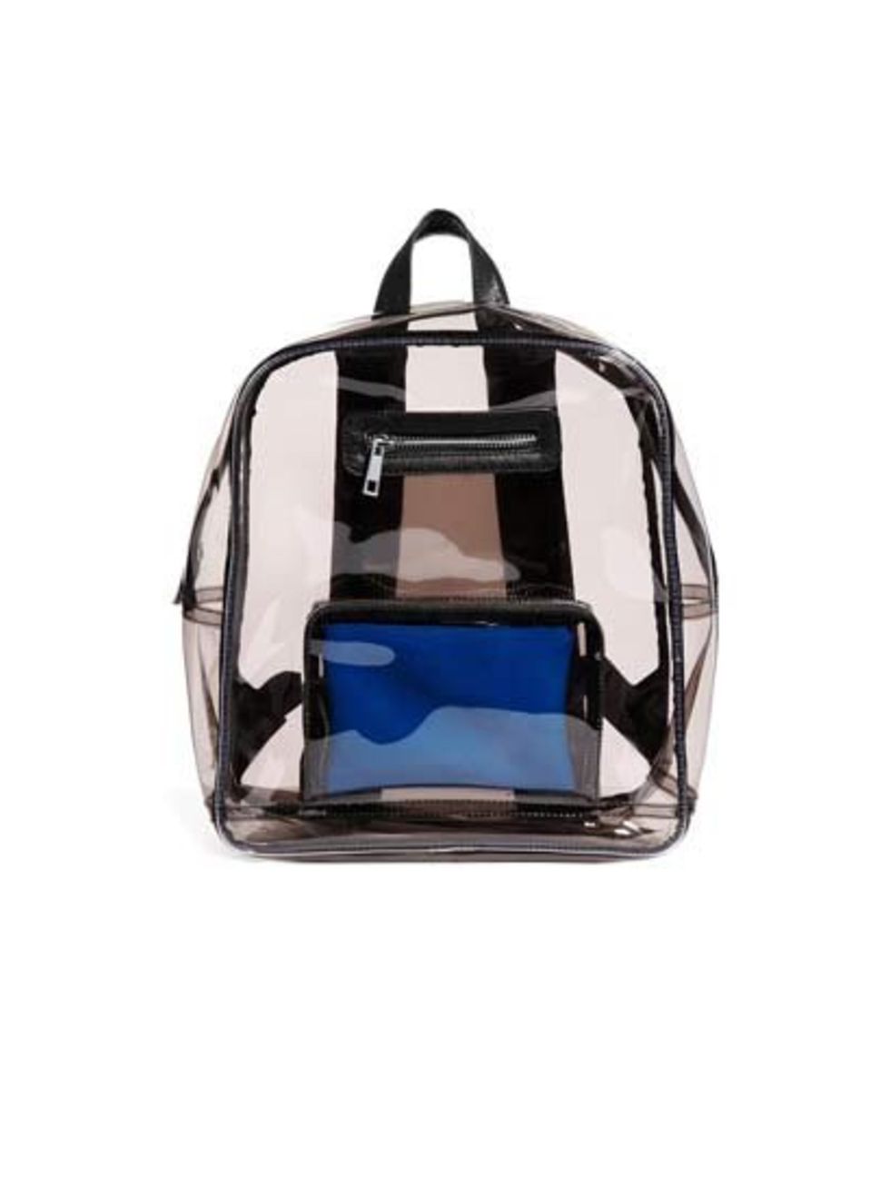 <p><a href="http://www.asos.com/ASOS/ASOS-Clear-Backpack-With-Internal-Coin-Purse/Prod/pgeproduct.aspx?iid=3701378&amp;SearchQuery=clear%20plastic%20backpack&amp;sh=0&amp;pge=0&amp;pgesize=36&amp;sort=-1&amp;clr=Black">Asos</a> backpack, £38</p>