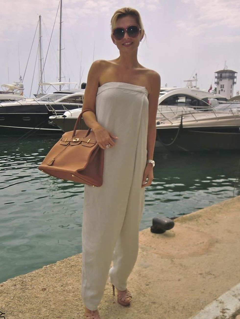 <p>Ilona Novackona, 37, Business Woman. <a href="http://shopping.elleuk.com/browse/pants-shorts/Stella-McCartney">Stella McCartney</a> jumpsuit, Hermes bag, <a href="http://shopping.elleuk.com/browse/womens-clothes/Yves-Saint-Laurent">YSL</a> shoes, Carti