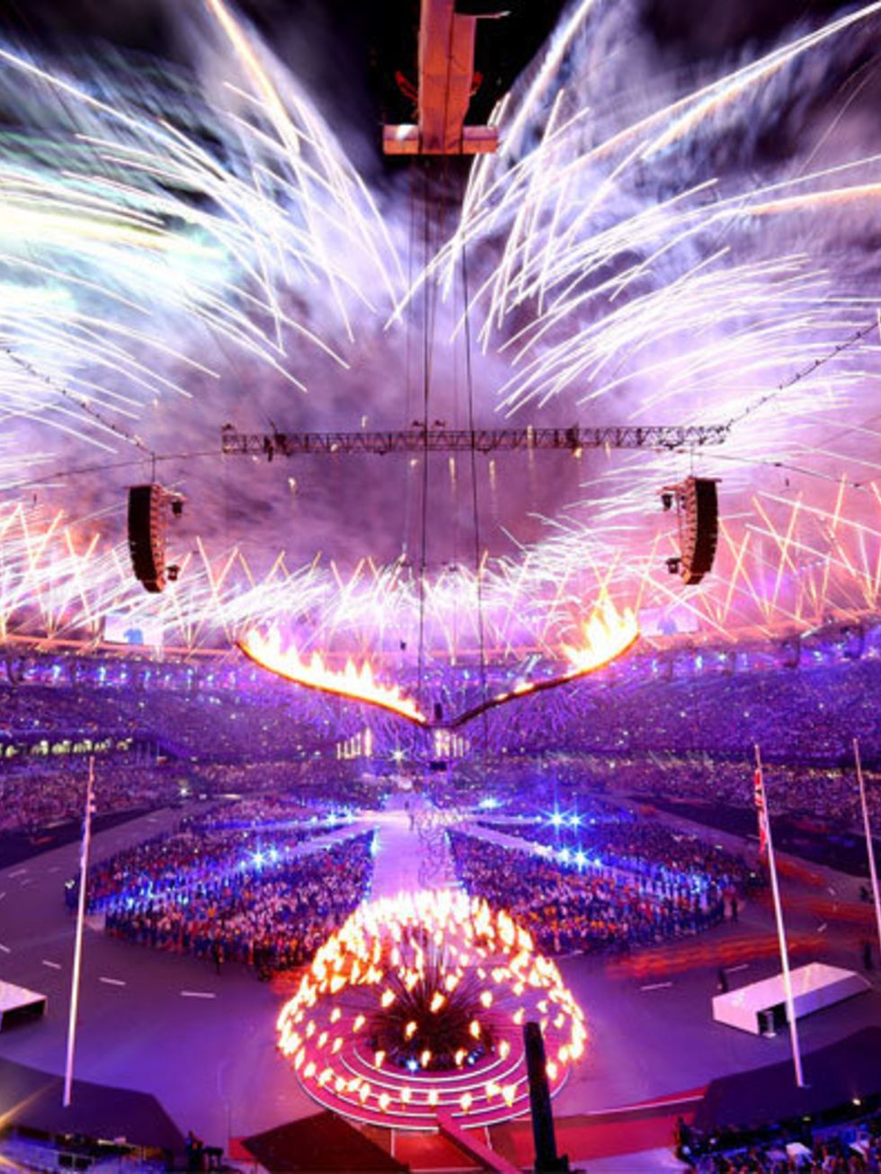<p>Fireworks erupt over the Olympic Stadium as the 2012 London Games come to a close.</p>