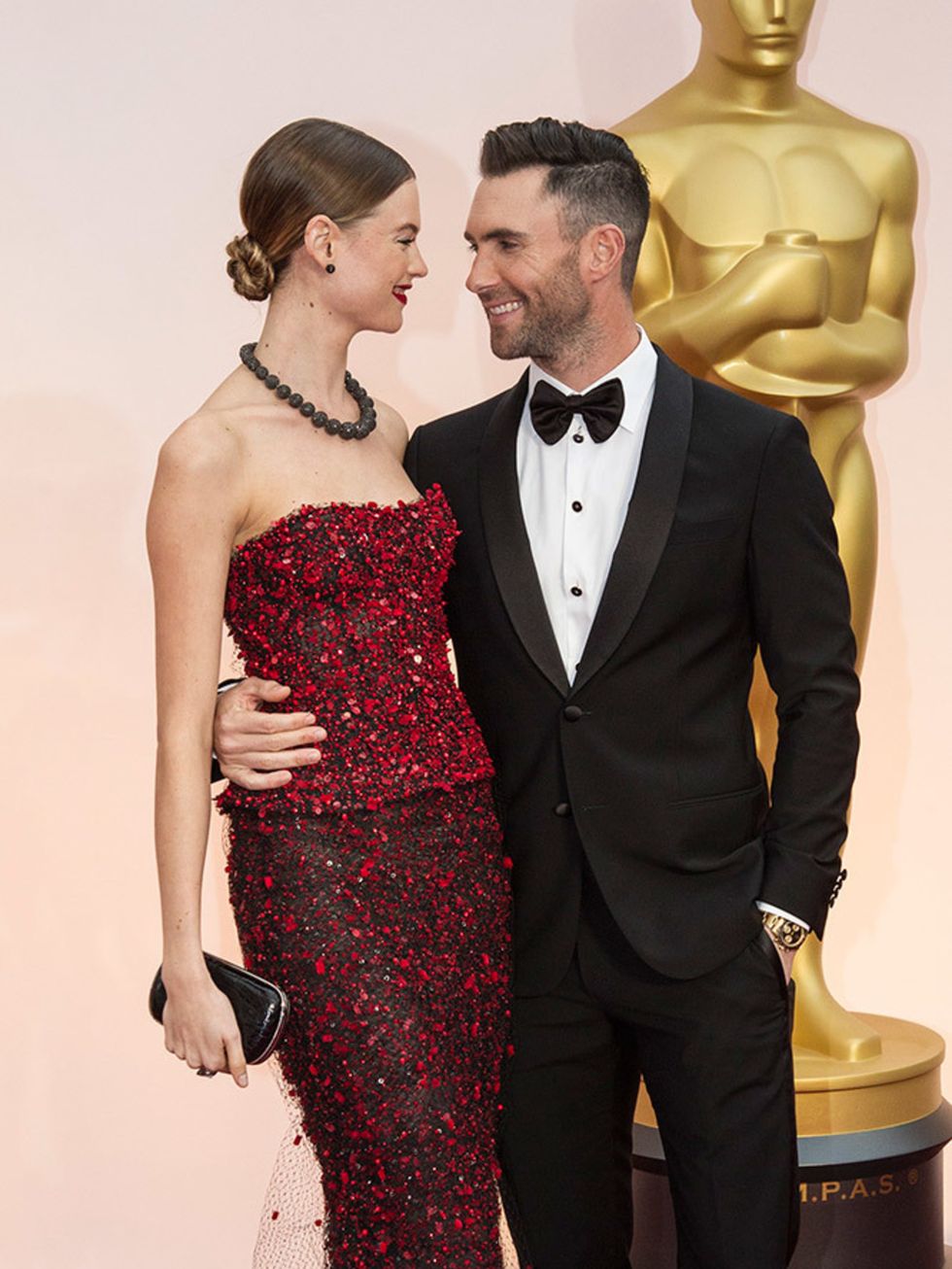Behati Prinsloo and Adam Levine at the Academy Awards, February 2015.