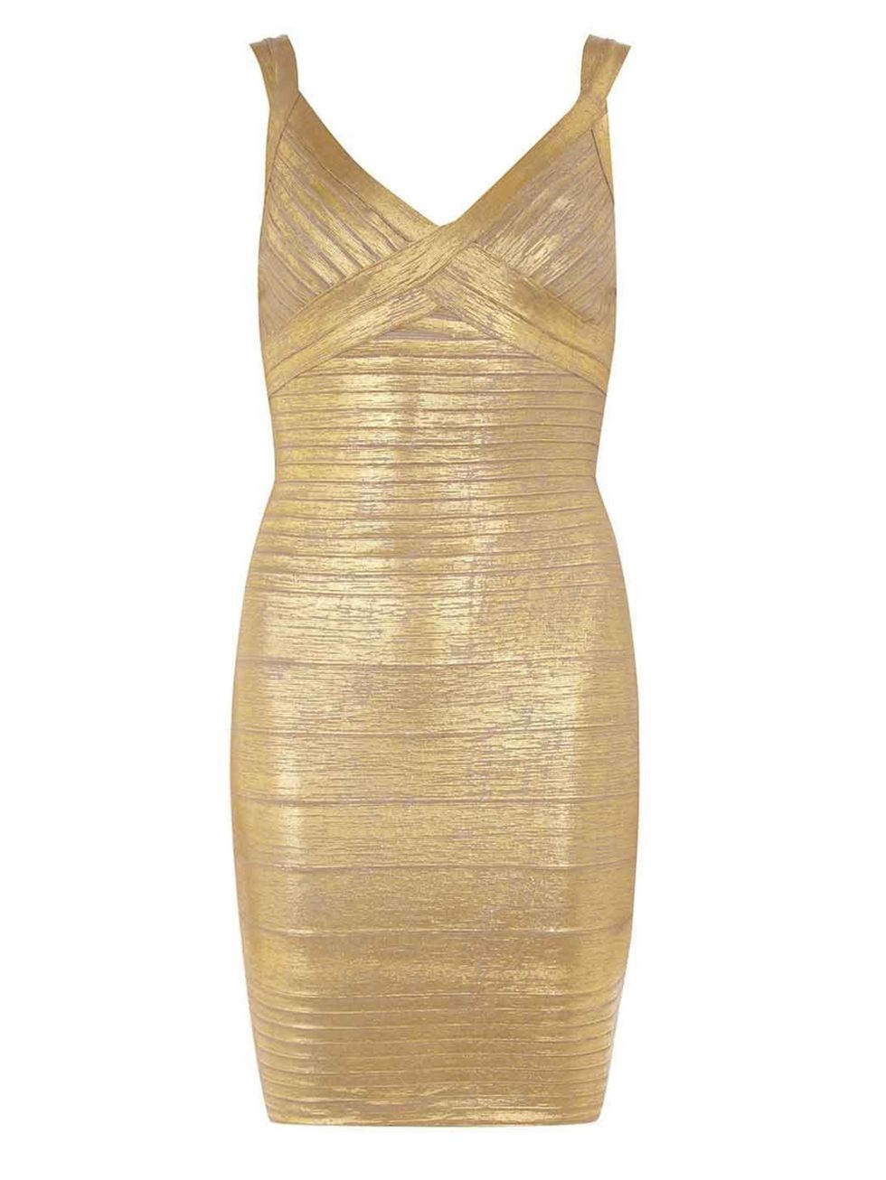 <p>Kardashian Kollection gold dress £50</p>