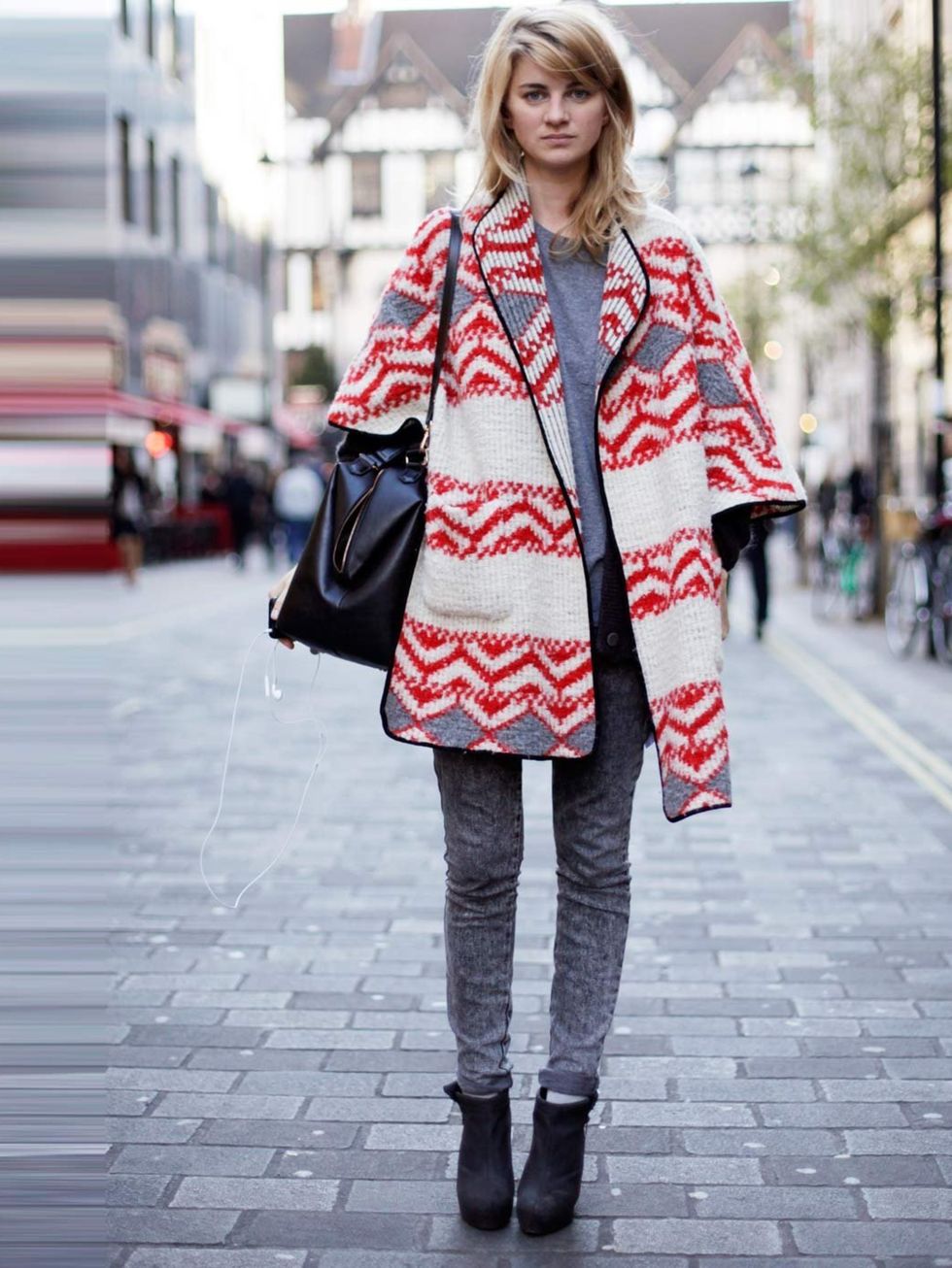 <p>Sophia, 29, Buyer. Zara jacket and bag, H&amp;M shirt, vintage jeans, Weekday shoes.</p>