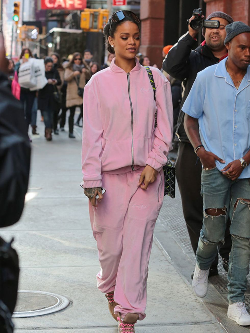 <p>Proof from Rihanna that a tracksuit can be girly and chic.</p>