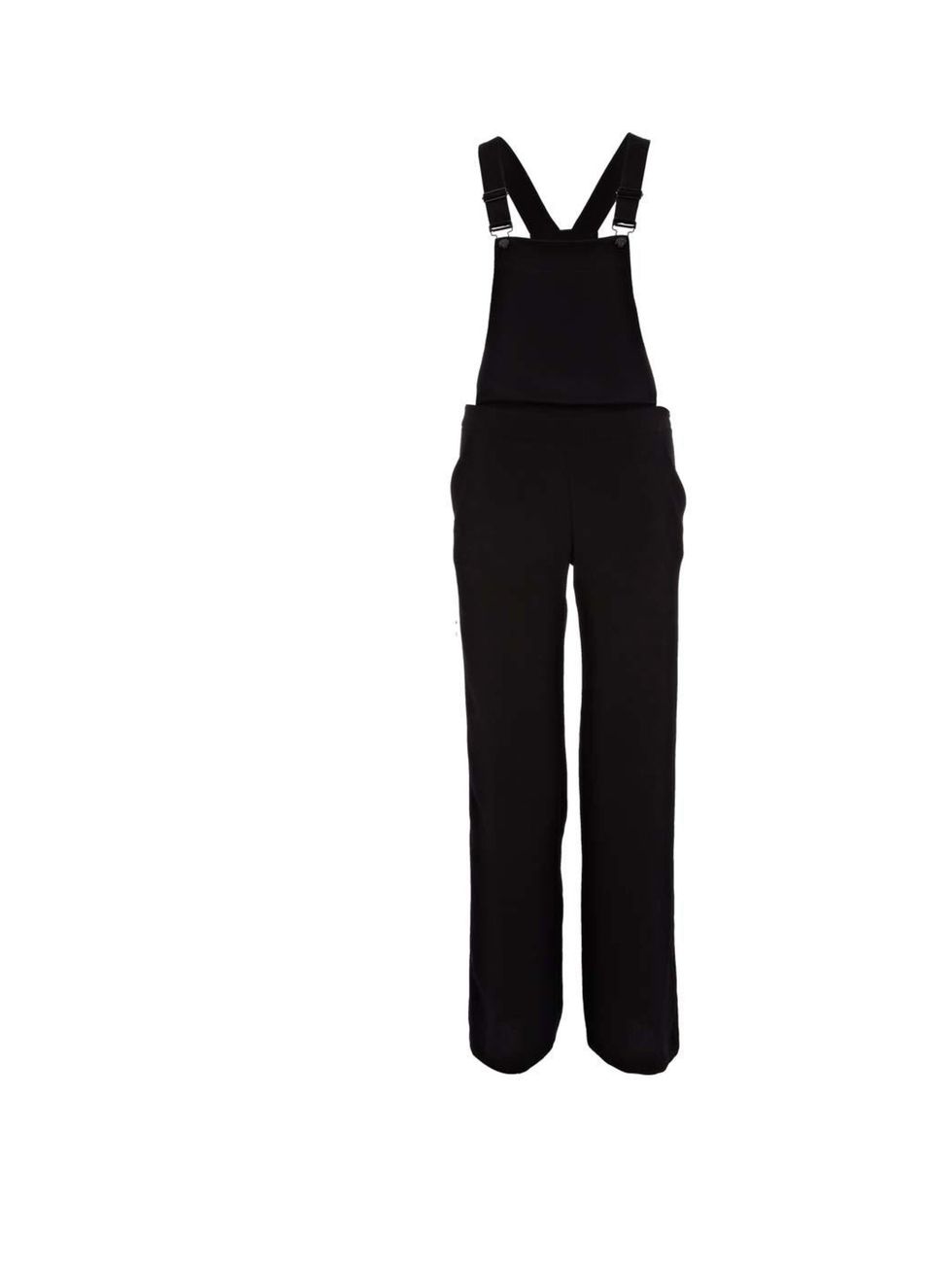 <p>Black dungarees £40 <a href="http://www.riverisland.com/women/playsuits--jumpsuits/jumpsuits/Black-smart-dungarees--633906">River Island</a></p>