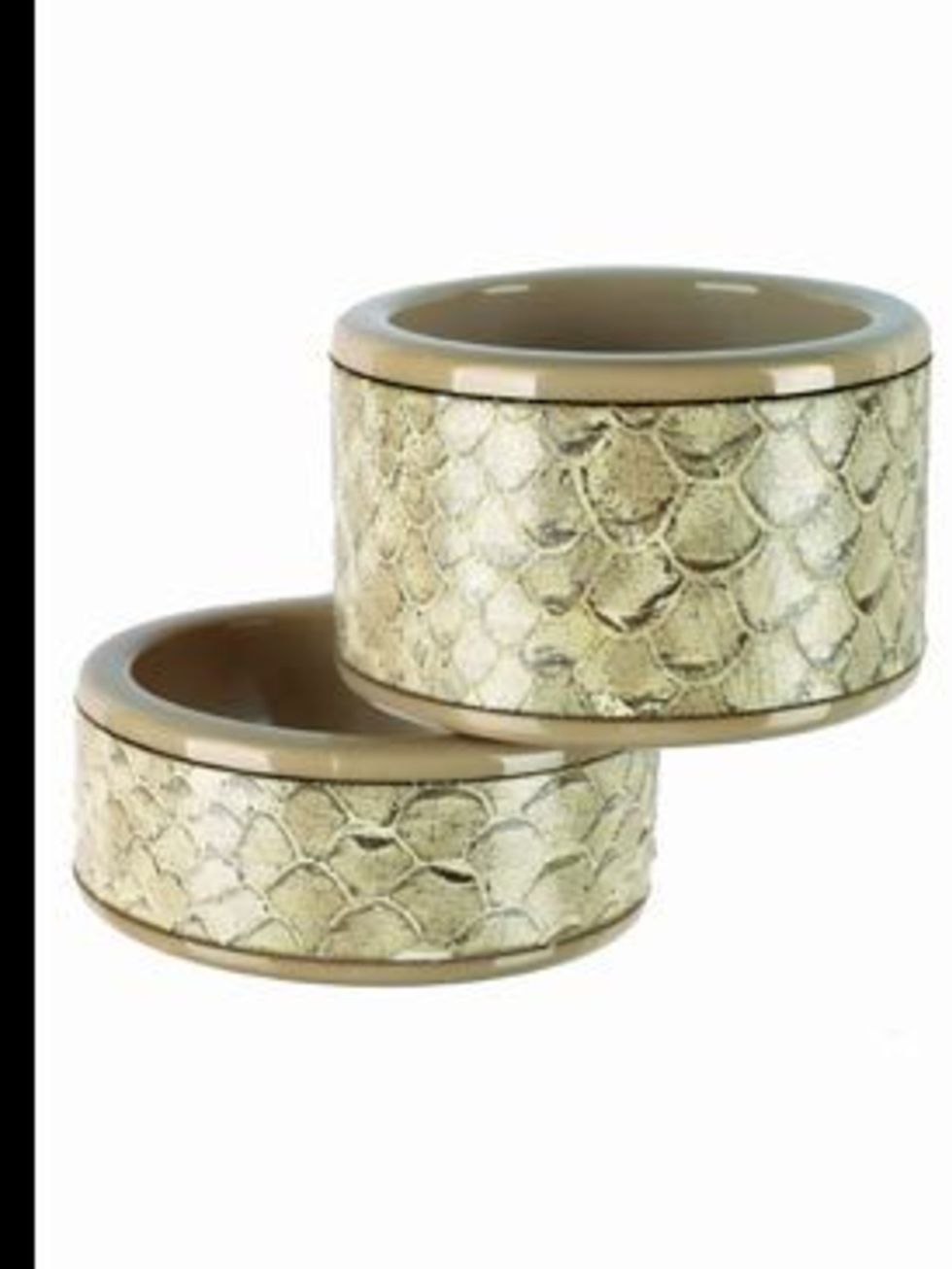 <p>Bangles, £99, by Emporio Armani. For stockist details call 020 7491 8080 </p>