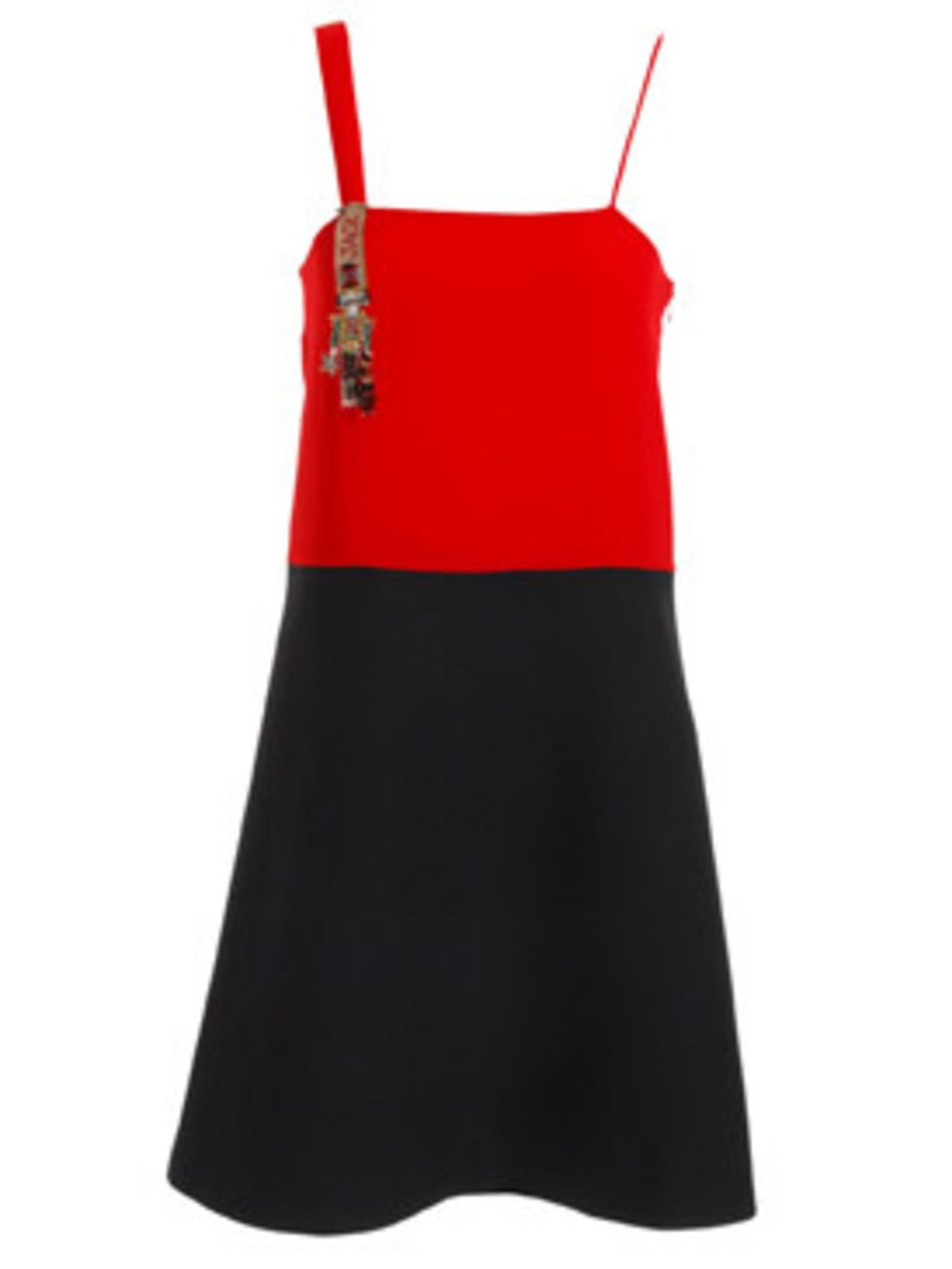 <p>Red and black dress, £795, Aquascutum, (stockists) 0800 282 922</p>