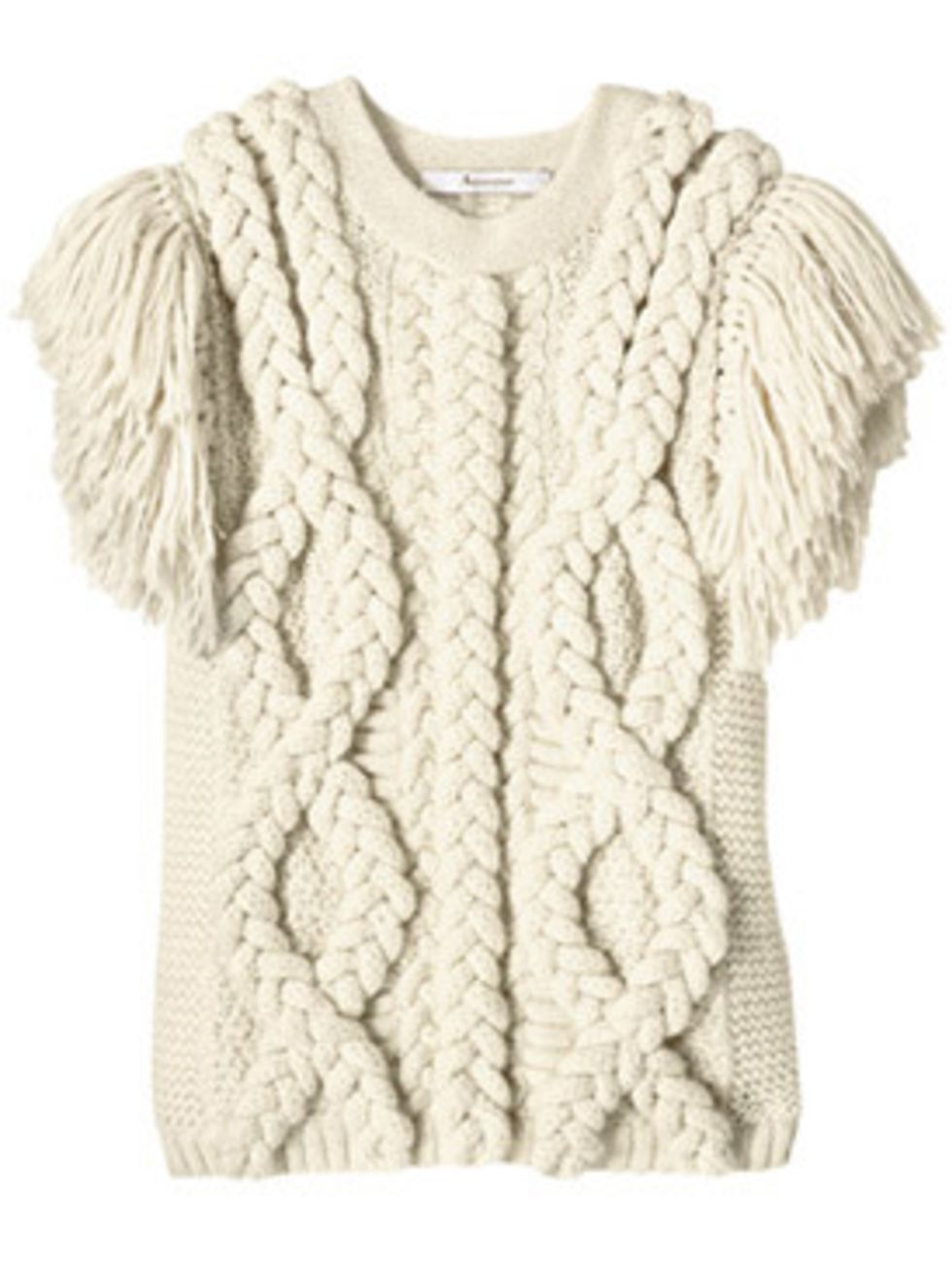 <p>Cable knit sweater with epaulettes, £525, Aquascutum (stockists) 0800 282 922</p>