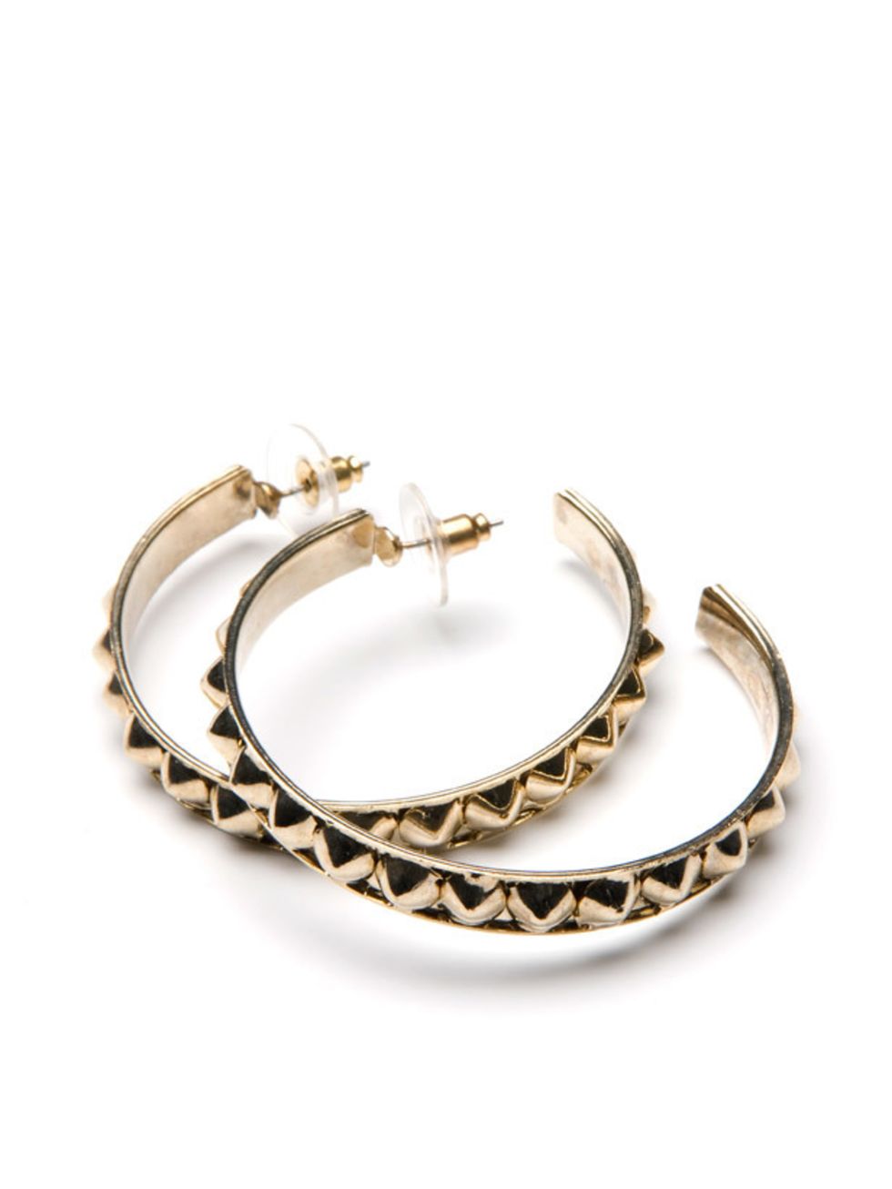 <p>Studded hoop earrings, £11, by Mango (0207 434 3694) </p>
