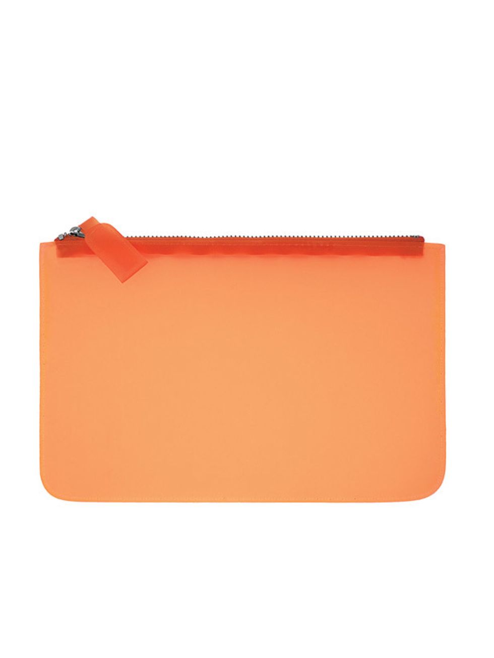 <p>Orange plastic clutch, £12, by Cos (0207 478 0400)</p>