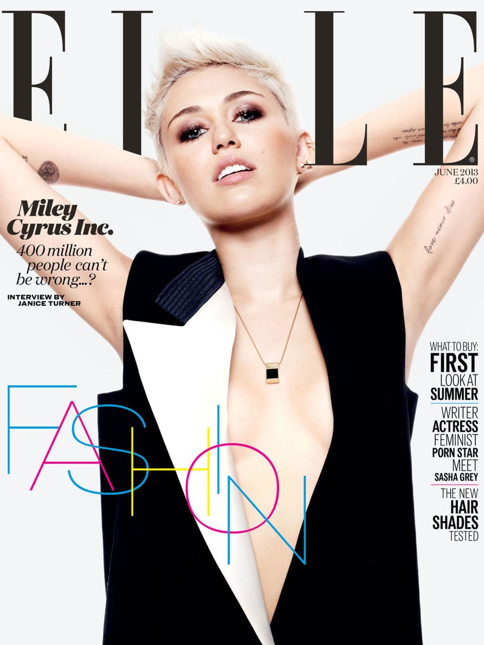 <p>Miley Cyrus on the June cover of ELLE</p>