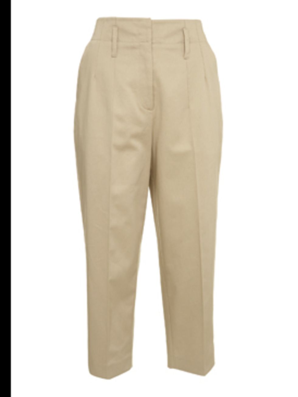 <p>Beige high waisted trousers, £80, by Whistles. For stockists call 0870 770 4301</p>