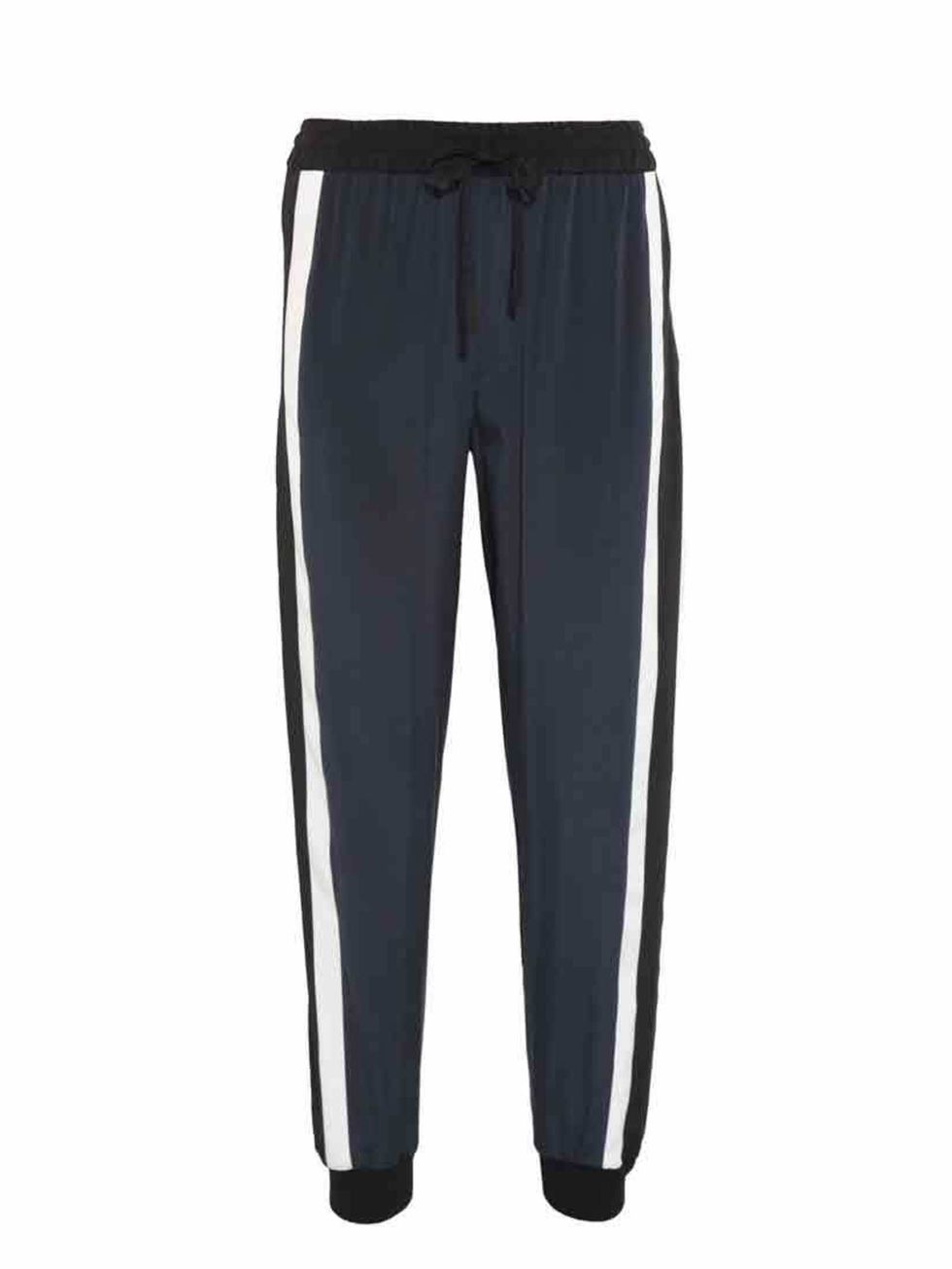 <p>Silk tracksuit pants are an easy and chic way to work this trend.</p><p><a href="http://www.net-a-porter.com/product/443050/DKNY/striped-stretch-silk-track-pants">Trousers DKNY £170 Net-a-porter</a></p>