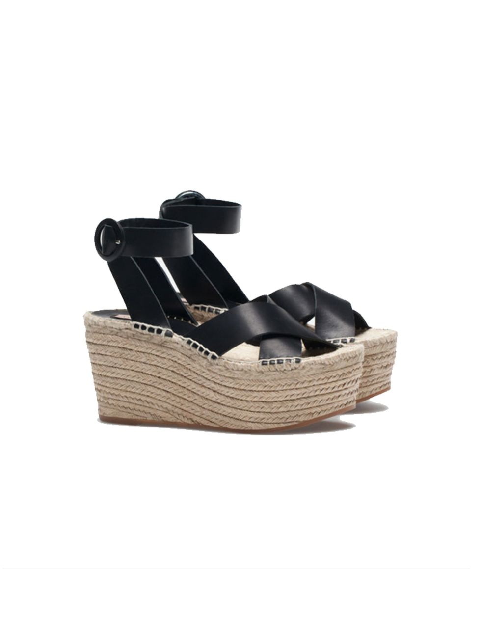 <p><a href="http://www.uterque.com/gb/en/new-collection/footwear/view-all/jute-wedges-c1102501p6261150.html?color=040" target="_blank">Uterqüe</a> wedges, £85</p>