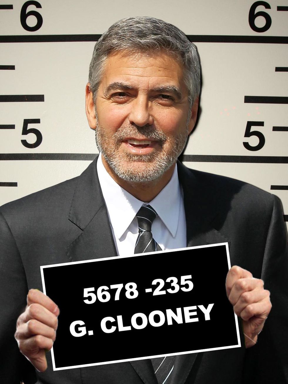 <p>George Clooney's mugshot as imagined by ELLE.com</p>