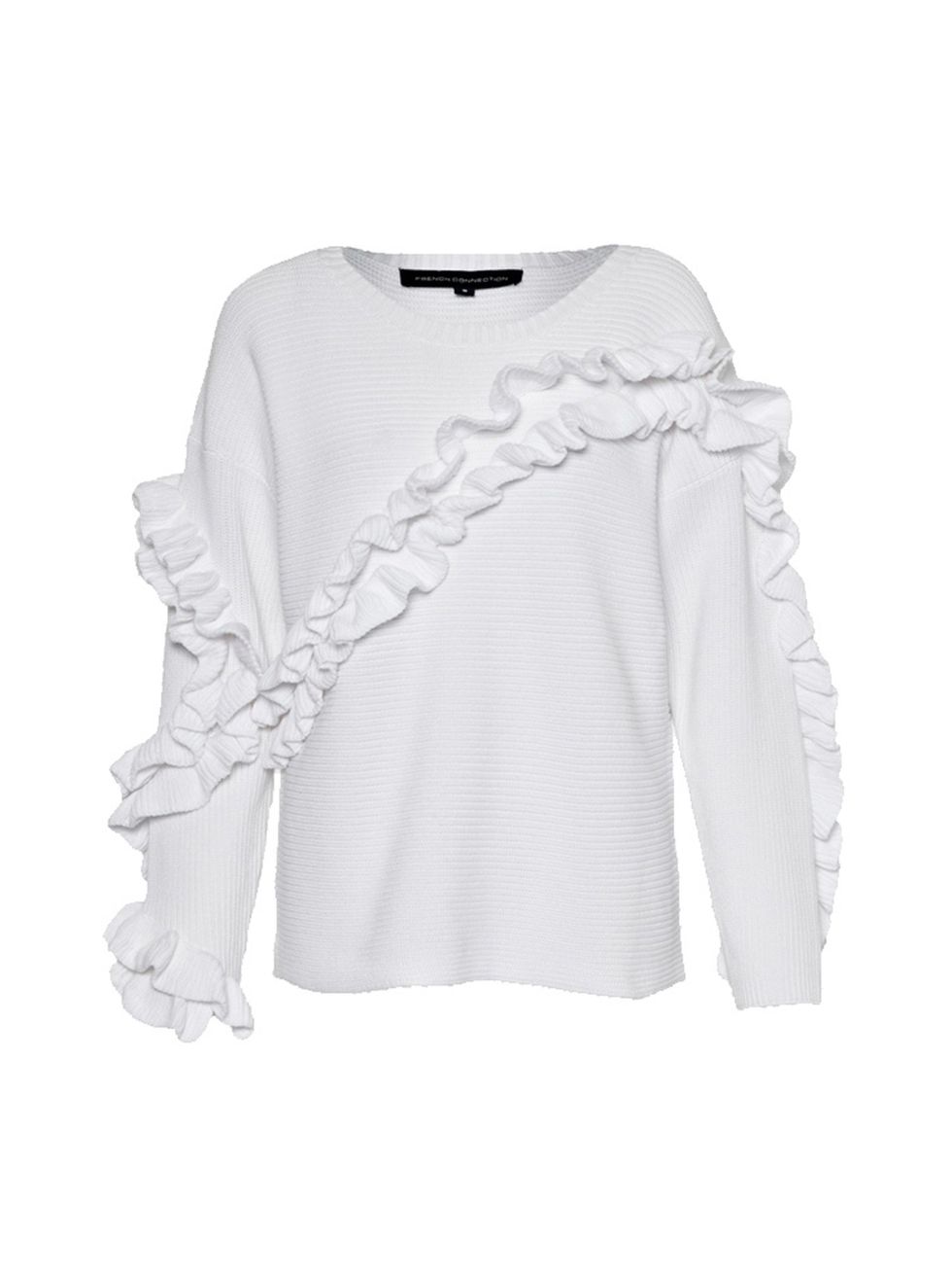 <p>Fashion Intern Billie Bhatia likes to sneak a ruffle detail in with her knitwear.</p>

<p><a href="http://www.frenchconnection.com/product/Woman+Collections+Knitwear/78DAF/Ruth+Frill+Jumper.htm" target="_blank">French Connection</a> white jumper, £89</