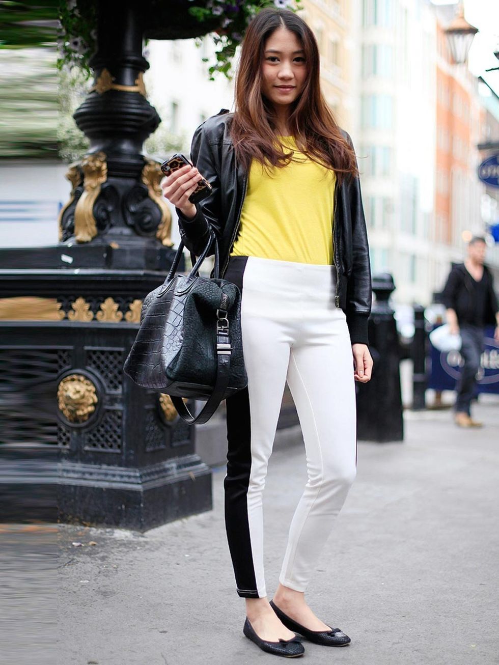 <p>Mimi, 21, Student. Forever 21 jacket, top and trousers from Thailand, Zara shoes, Givenchy bag.Photo by Silvia Olsen</p>