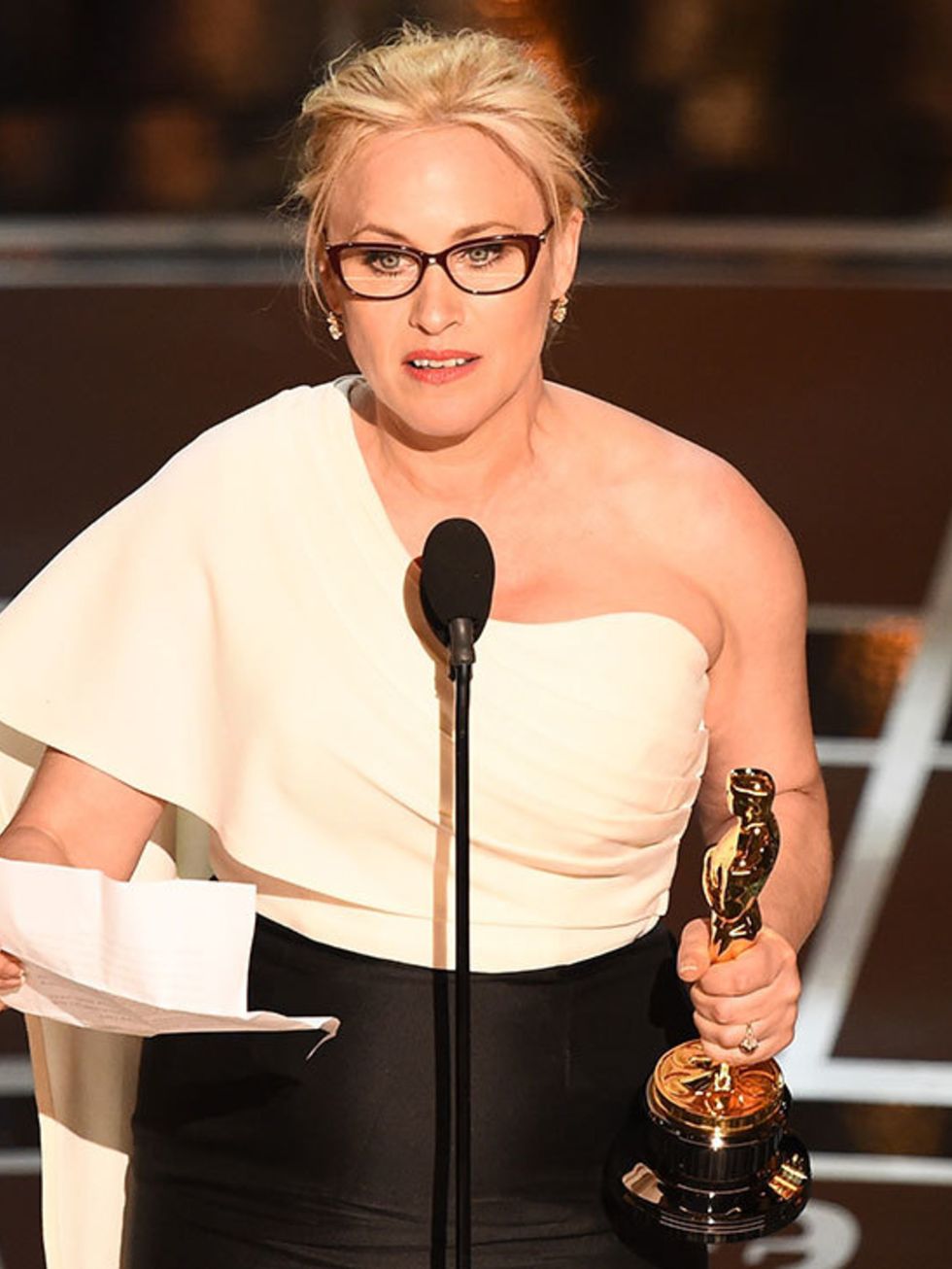Patricia Arquette wins Best Supporting Actress for her role in 'Boyhood', at the 2015 Academy Awards.