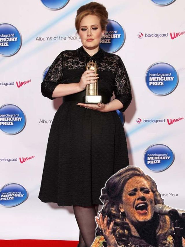 <p>Adele at the Mercury Awards and a recent Canadian show</p>