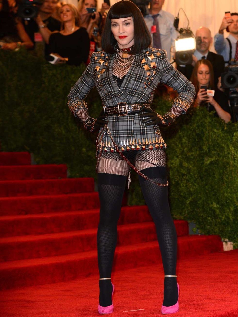 <p>Madonna at the MET Gala is wearing punk style Givenchy outfit.</p>