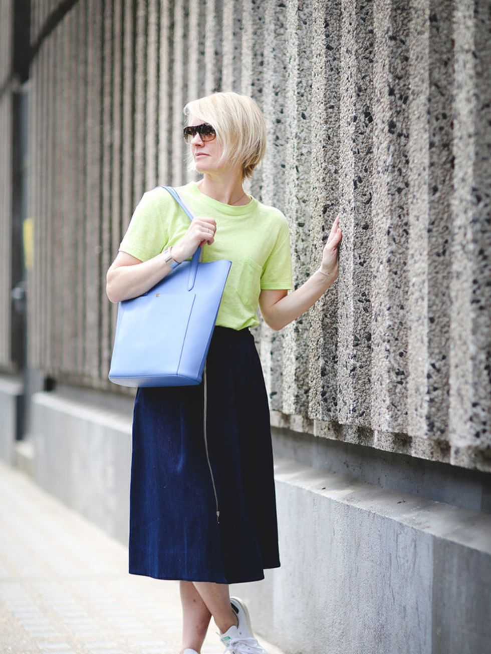 <p>Lorraine Candy, Editor-in-Chief</p>

<p>Whistles T-shirt and skirt, adidas trainers, Bobbi Brown sunglasses, Smythson bag and Gucci watch</p>