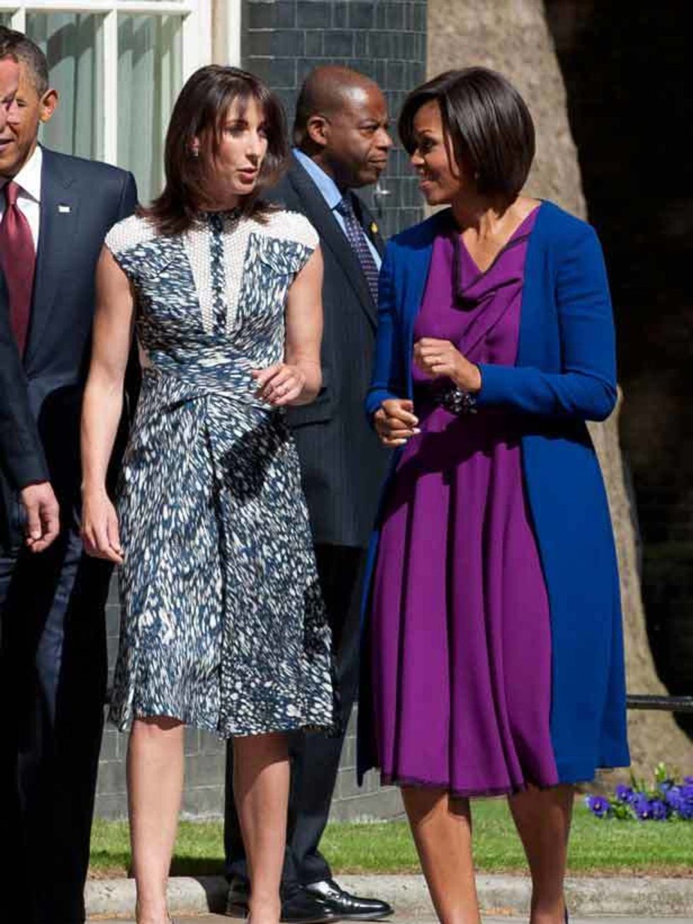 <p><a href="http://www.elleuk.com/starstyle/style-files/(section)/michelle-obama">Michelle Obama</a> in <a href="http://www.elleuk.com/catwalk/collections/roksanda-ilincic/autumn-winter-2011/collection">Roksanda Ilinic</a> &amp; <a href="http://www.elleuk