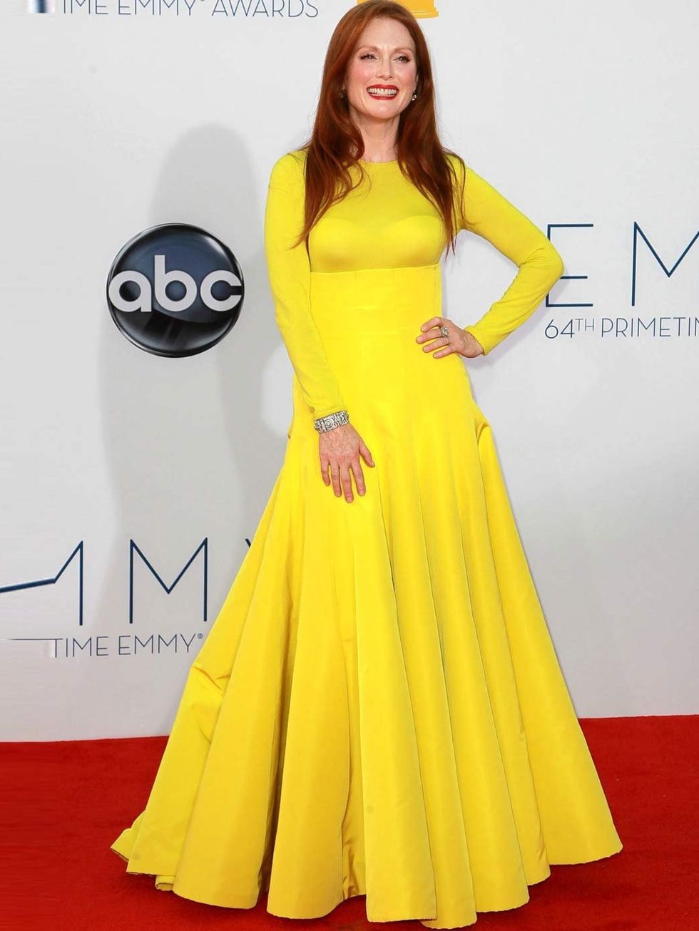 <p>Julianne Moore wore a <a href="http://www.elleuk.com/catwalk/designer-a-z/christian-dior/couture-aw-2012">Christian Dior</a> dress with <a href="http://www.elleuk.com/content/search?SearchText=jimmy+choo&amp;SearchButto">Jimmy Choo</a> heels on the red